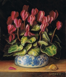 Cyclamens in a porcelain vase
